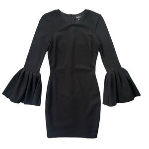 Lulu’s Women’s Size Small Black Double Flare Long Statement Sleeve Bodycon Dress